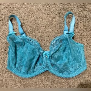 ALEGRO Sheer Lace Underwire Sexy Lingerie Bra Teal Size US 34H